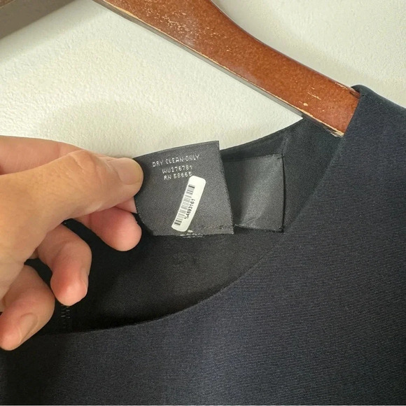 Miss Wu Silk Blend Navy Blue Black Off White Lace Print Short Sleeve Mini Dress - Picture 6 of 15